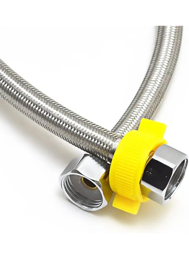 3 Meters Braided Hose, 1/2Inch Connector Anti-Explosion Flexible Stainless Steel Hot Cold Water Plumbing Pipe For Kitchen Faucet Sink Basin Bathroom Shower Shattaf Toilet Taps Heaters