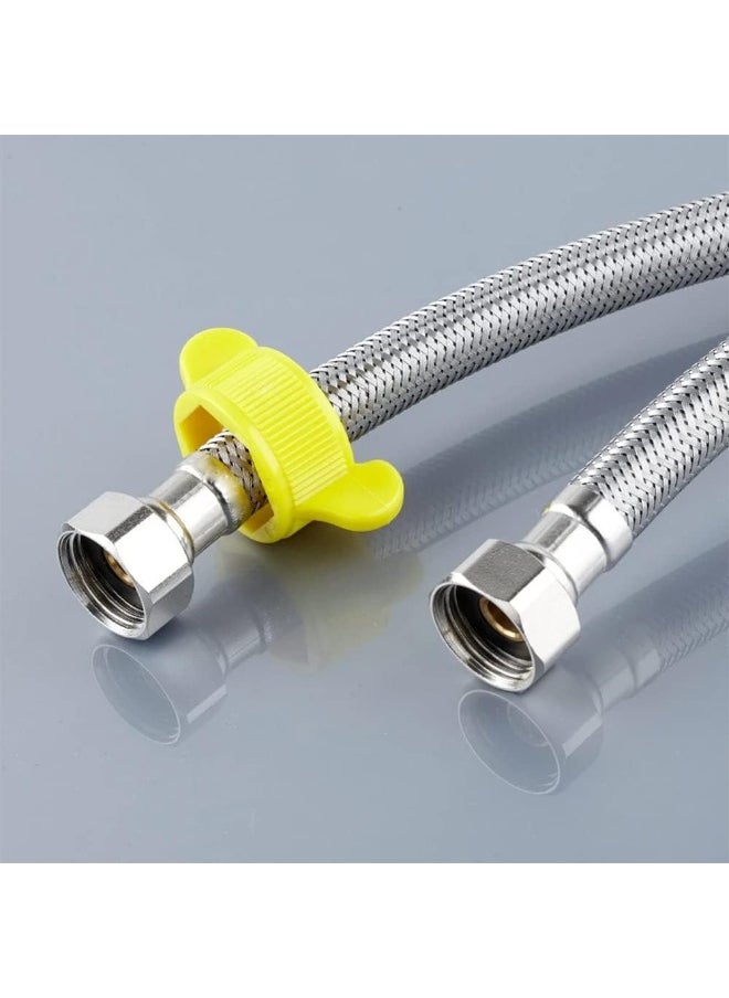 3 Meters Braided Hose, 1/2Inch Connector Anti-Explosion Flexible Stainless Steel Hot Cold Water Plumbing Pipe For Kitchen Faucet Sink Basin Bathroom Shower Shattaf Toilet Taps Heaters