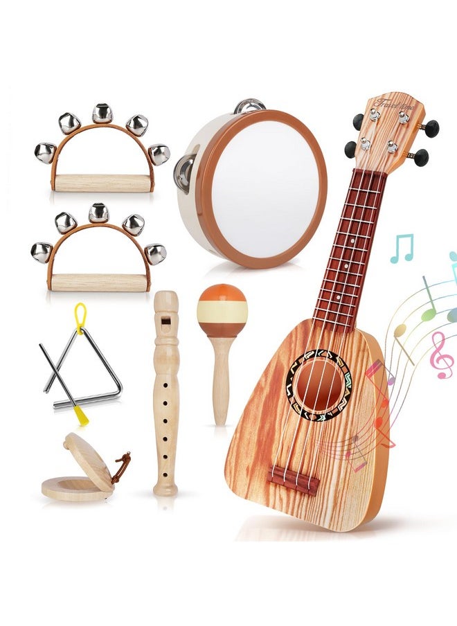 Kids Guitar Toys For 2 Year Old Boy Gifts, Musical Instruments For Toddler 1-3, Christmas Birthday Gifts For 3 4 Year Old Girls Montessori, Band Sets With Ukulele/Tambourine/Flute Toys For Kids 3-5