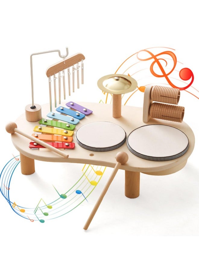 Promise Baby Musical Instruments, Wooden Percussion Instruments For Kids Drum Set Xylophone, Montessori Preschool Educational Toddler Musical Toys, Gifts For Girls Boys