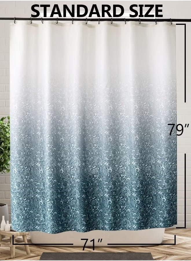 Gradient Shower Curtain for Bathroom - Decorative Roland Shower Liner - Household Printed Shower Curtain Set with Hooks - Bath Curtain 180W x 200H