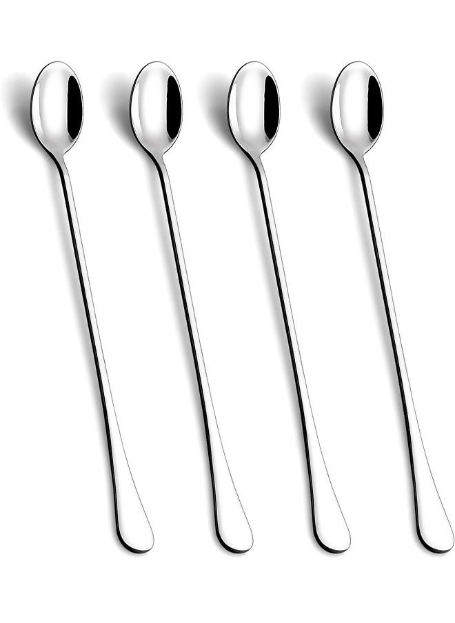 9.5-Inch Long Handle Spoon, Ice Tea Spoons, Ice Cream Spoon, Long Coffee Spoons, Stainless Steel Stirring Spoons, Set of 4