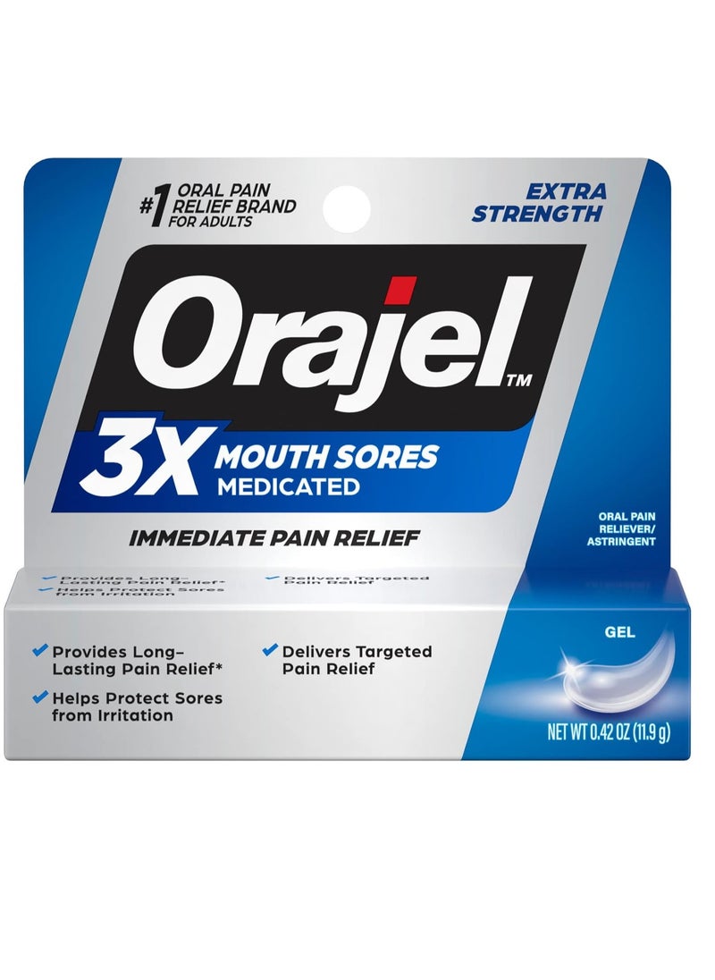 Orajel 3X for Mouth Sores: Maximum Strength Gel Tube 0.42oz-