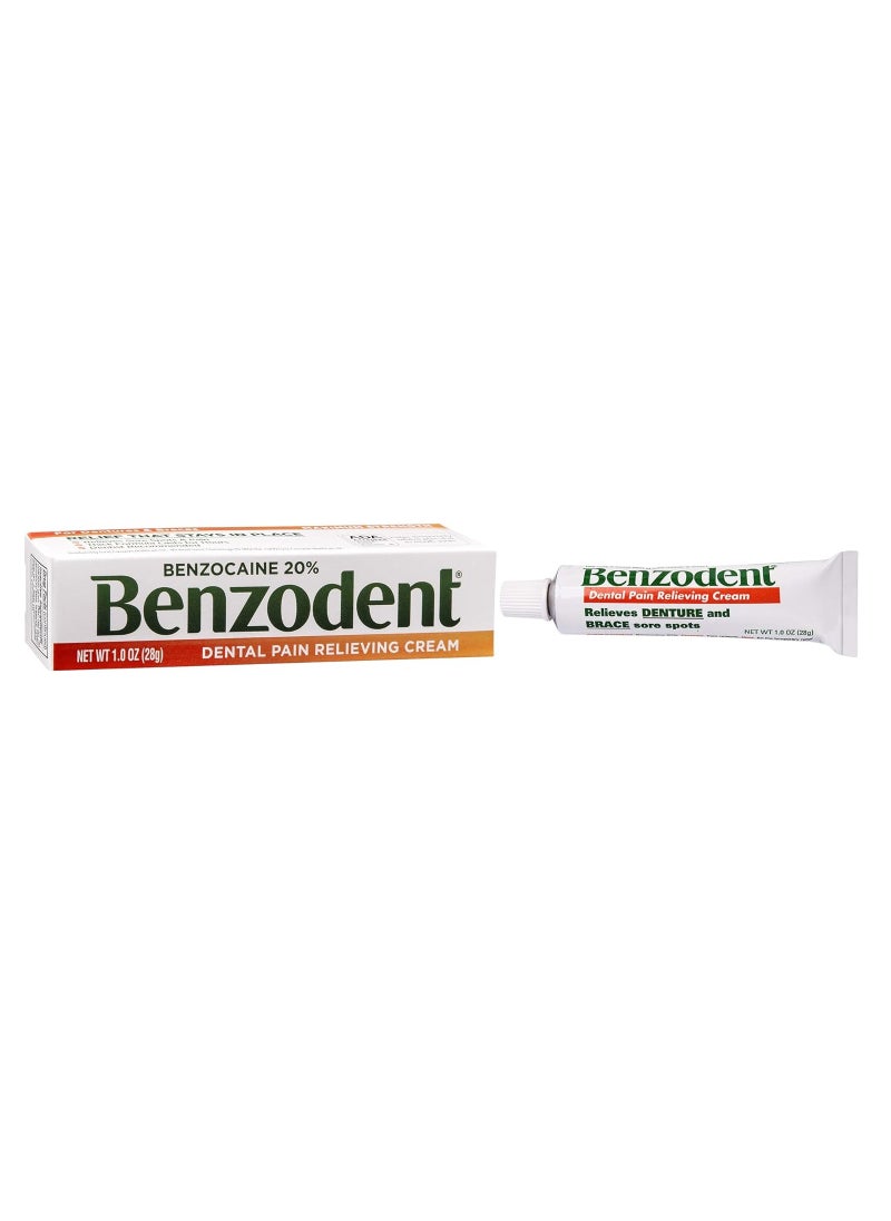 Benzodent Dental Pain Relieving Cream Topical Anesthetic, No Artificial Color & Flavors