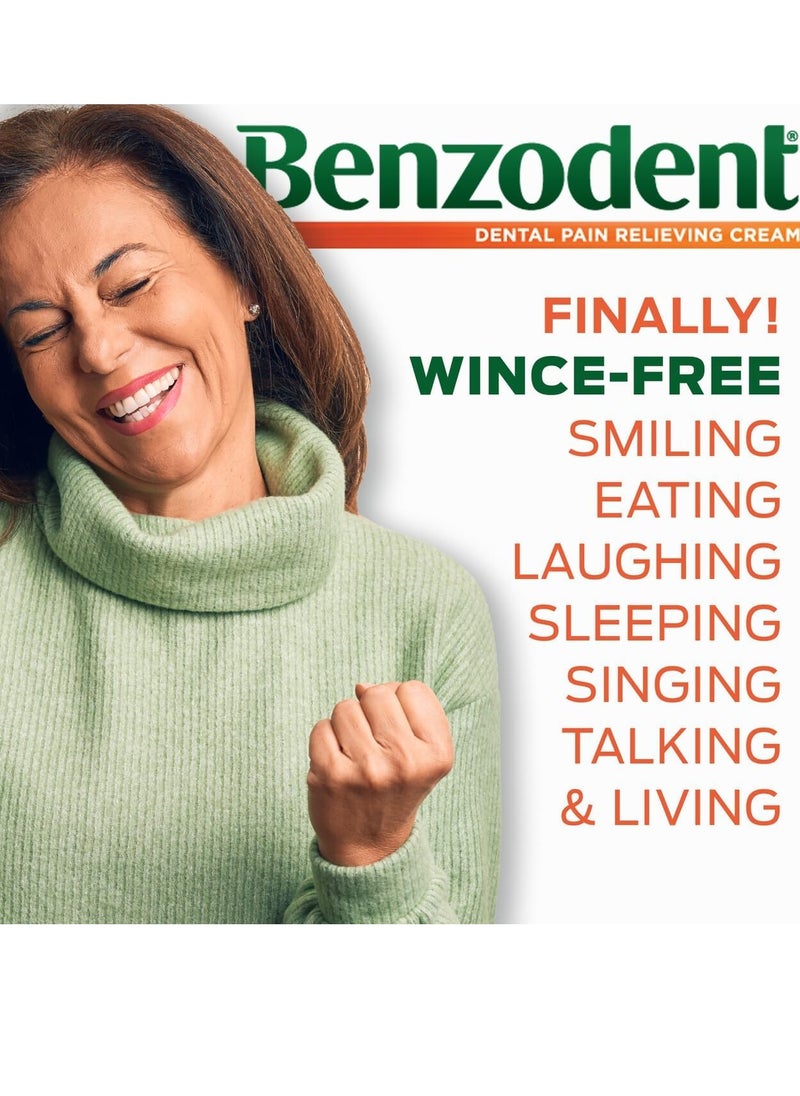 Benzodent Dental Pain Relieving Cream Topical Anesthetic, No Artificial Color & Flavors