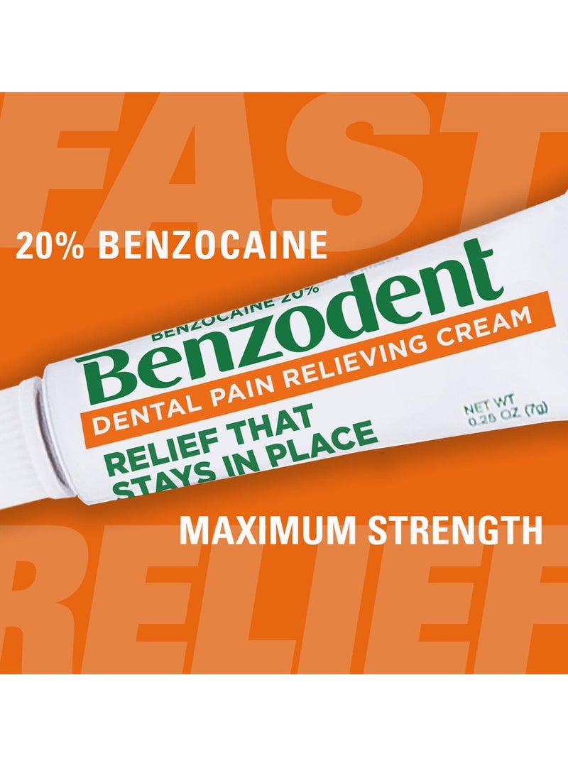 Benzodent Dental Pain Relieving Cream Topical Anesthetic, No Artificial Color & Flavors