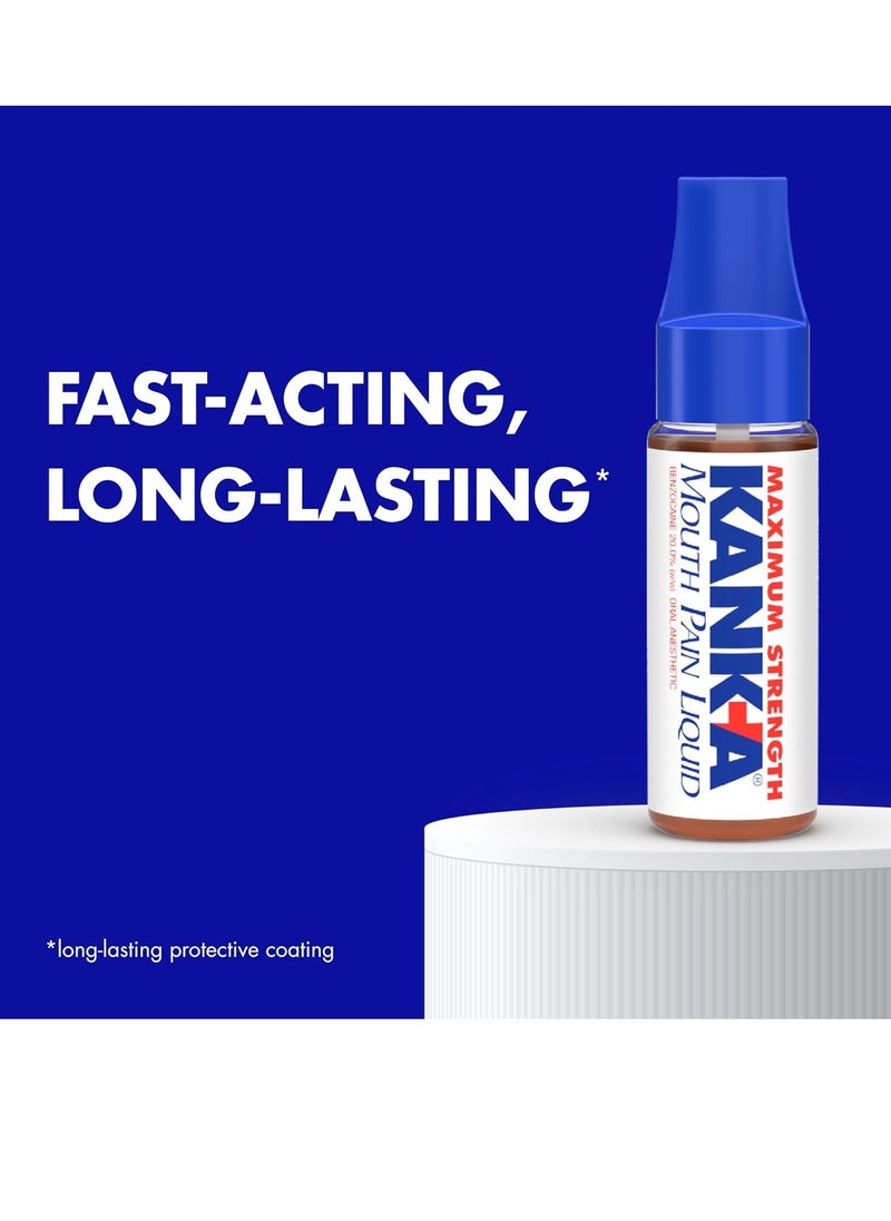 Kank-A Mouth Pain Liquid, Maximum Strength, 0.33 Fl Oz – Canker Sore Medicine, Includes Applicator, Forms Protective Coating for Mouth Sores, Maximum Pain Relief