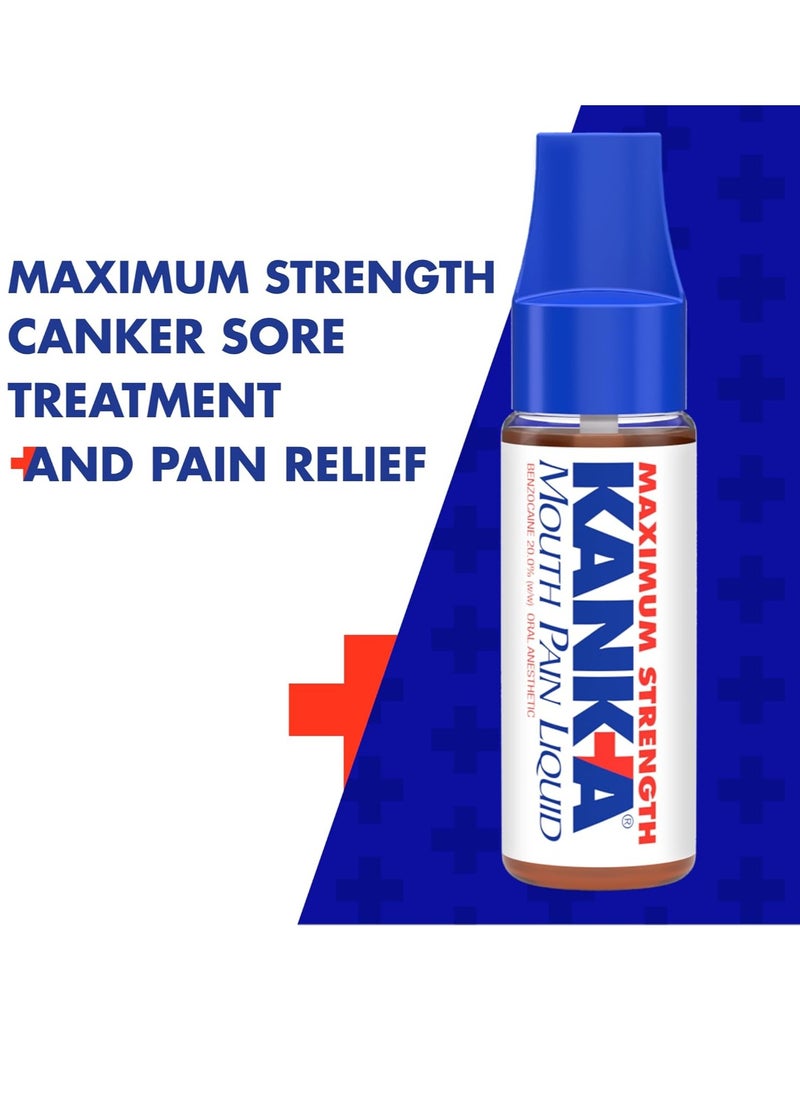 Kank-A Mouth Pain Liquid, Maximum Strength, 0.33 Fl Oz – Canker Sore Medicine, Includes Applicator, Forms Protective Coating for Mouth Sores, Maximum Pain Relief