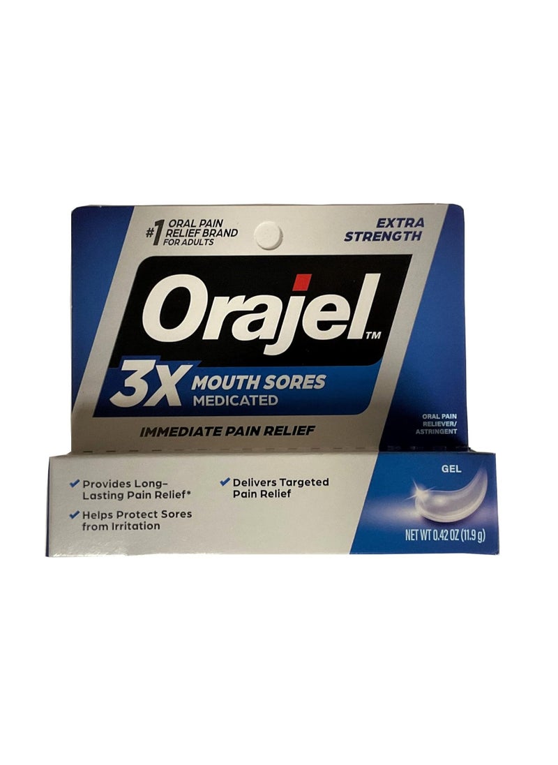 Orajel Oral Pain Reliever, for All Mouth Sores, Maximum Strength, Gel 0.42 Oz, 11.9 G (Pack of 2)