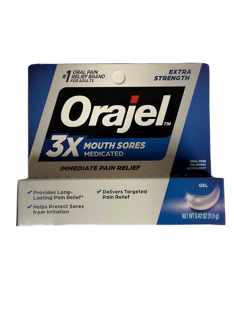 Orajel Oral Pain Reliever, for All Mouth Sores, Maximum Strength, Gel 0.42 Oz, 11.9 G (Pack of 2)