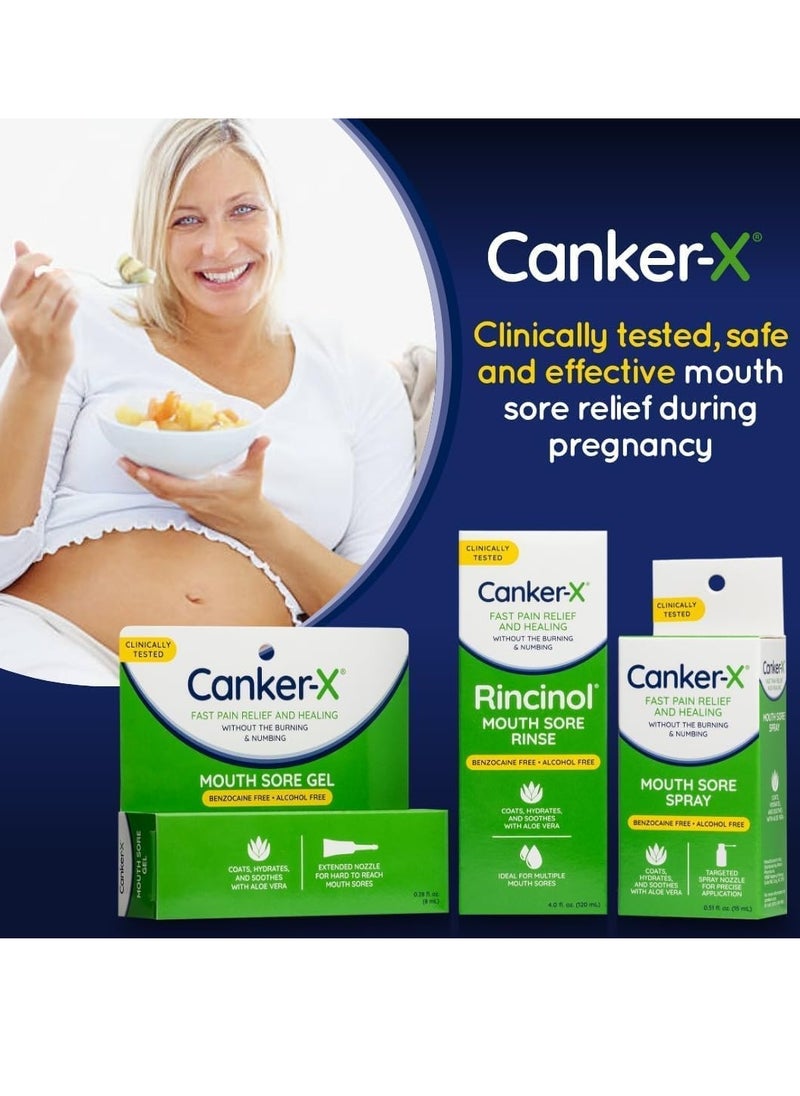 Canker-X Mouth Sore Gel, Fast Pain Relief & Healing for Canker Sores, Cheek Bites and Oral Abrasions, Oral Pain Relief Gel, Benzocaine Free and Alcohol Free, Adults and 6 Years +, 0.28 fl oz