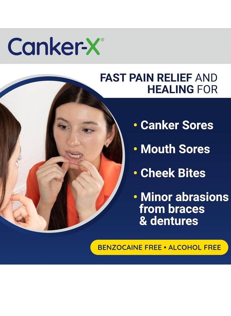 Canker-X Mouth Sore Gel, Fast Pain Relief & Healing for Canker Sores, Cheek Bites and Oral Abrasions, Oral Pain Relief Gel, Benzocaine Free and Alcohol Free, Adults and 6 Years +, 0.28 fl oz