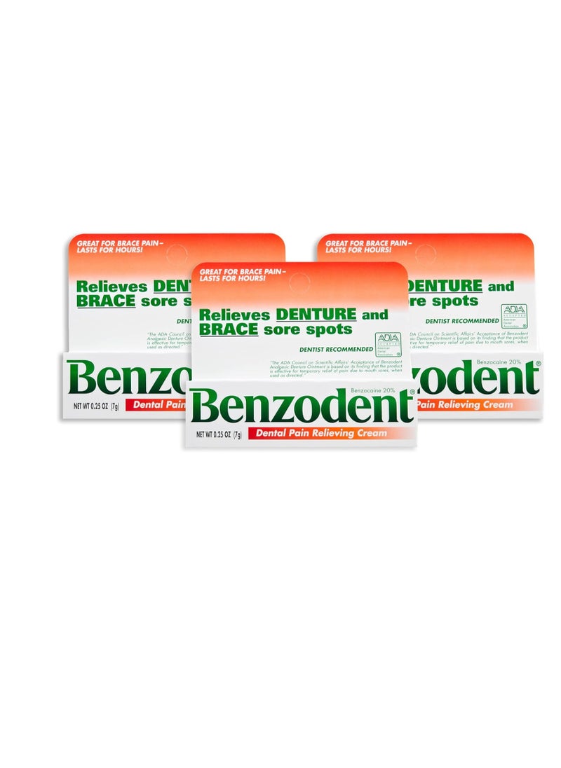 Benzodent Dental Pain Relieving Cream 0.25 Oz (3 Pack)