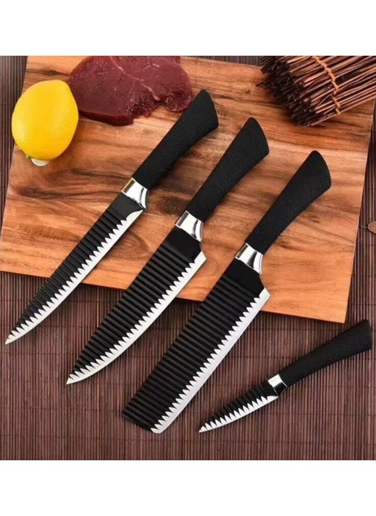 6-Piece Kitchen Knife Set with Chef Knife, Carving Knife, Cleaver Knife, Paring Knife, Scissors, and Ceramic Peeler – Sharp Blades for Cutting Meat, Vegetables, and Fruits