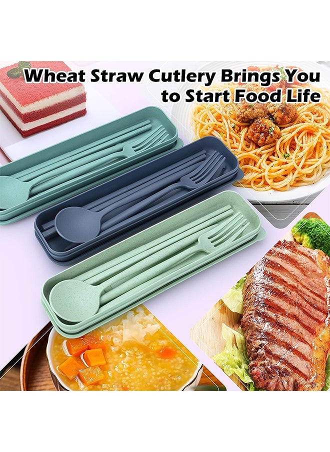 4 Sets Reusable Utensils Set, Travel Utensils with Case, Reusable Utensils for Lunch Box accessories, Portable Chopsticks Knife Fork and Spoon Lunch Utensils Set for Work,Travel or Daily use