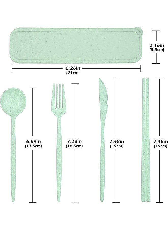 4 Sets Reusable Utensils Set, Travel Utensils with Case, Reusable Utensils for Lunch Box accessories, Portable Chopsticks Knife Fork and Spoon Lunch Utensils Set for Work,Travel or Daily use