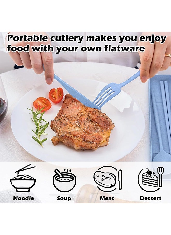 4 Sets Reusable Utensils Set, Travel Utensils with Case, Reusable Utensils for Lunch Box accessories, Portable Chopsticks Knife Fork and Spoon Lunch Utensils Set for Work,Travel or Daily use