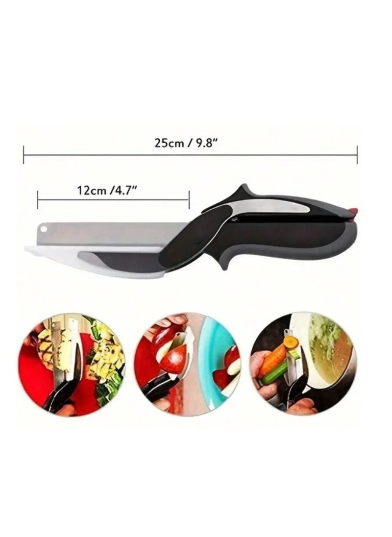 CENYEDA Smart Food Cutter,Clever Cutter Kitchen Scissors 2 in 1 Knife and Cutting Board for Vegetable, Fruit, Salad