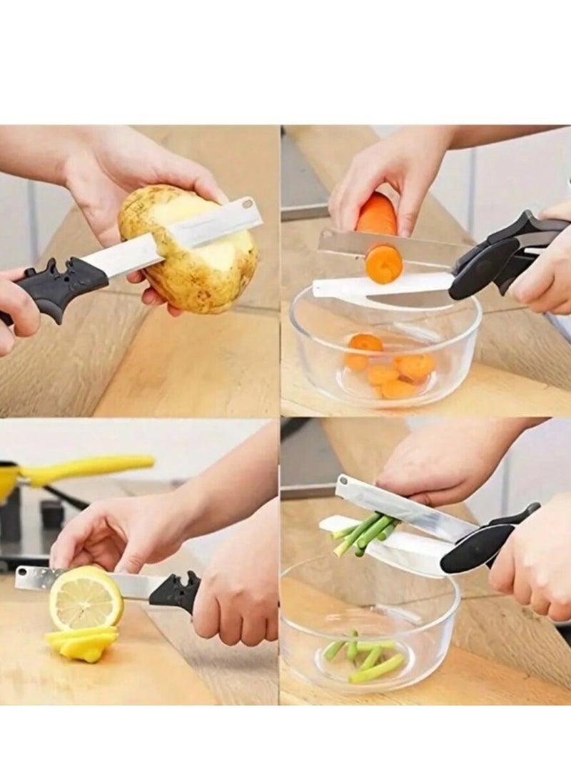 CENYEDA Smart Food Cutter,Clever Cutter Kitchen Scissors 2 in 1 Knife and Cutting Board for Vegetable, Fruit, Salad