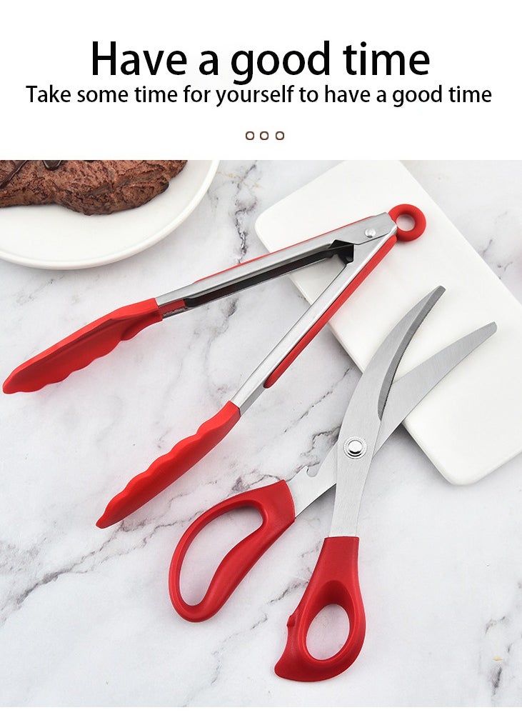 3-piece stainless steel Korean barbecue scissors clip set Chicken bone scissors food clip set barbecue clip set