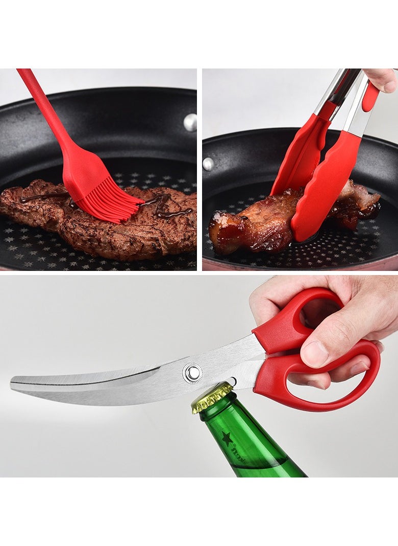 3-piece stainless steel Korean barbecue scissors clip set Chicken bone scissors food clip set barbecue clip set