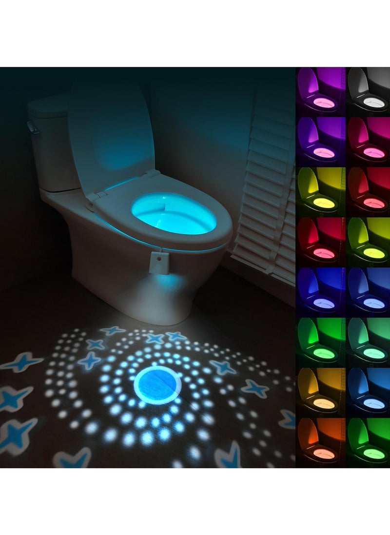 Motion Sensor Toilet Night Light, 16 Colors Body Motion Sensor Toilet Bowl Seat Lamp, USB Chargeable, Adjustable Motion Activated Toilet Night Light for Any Toilet