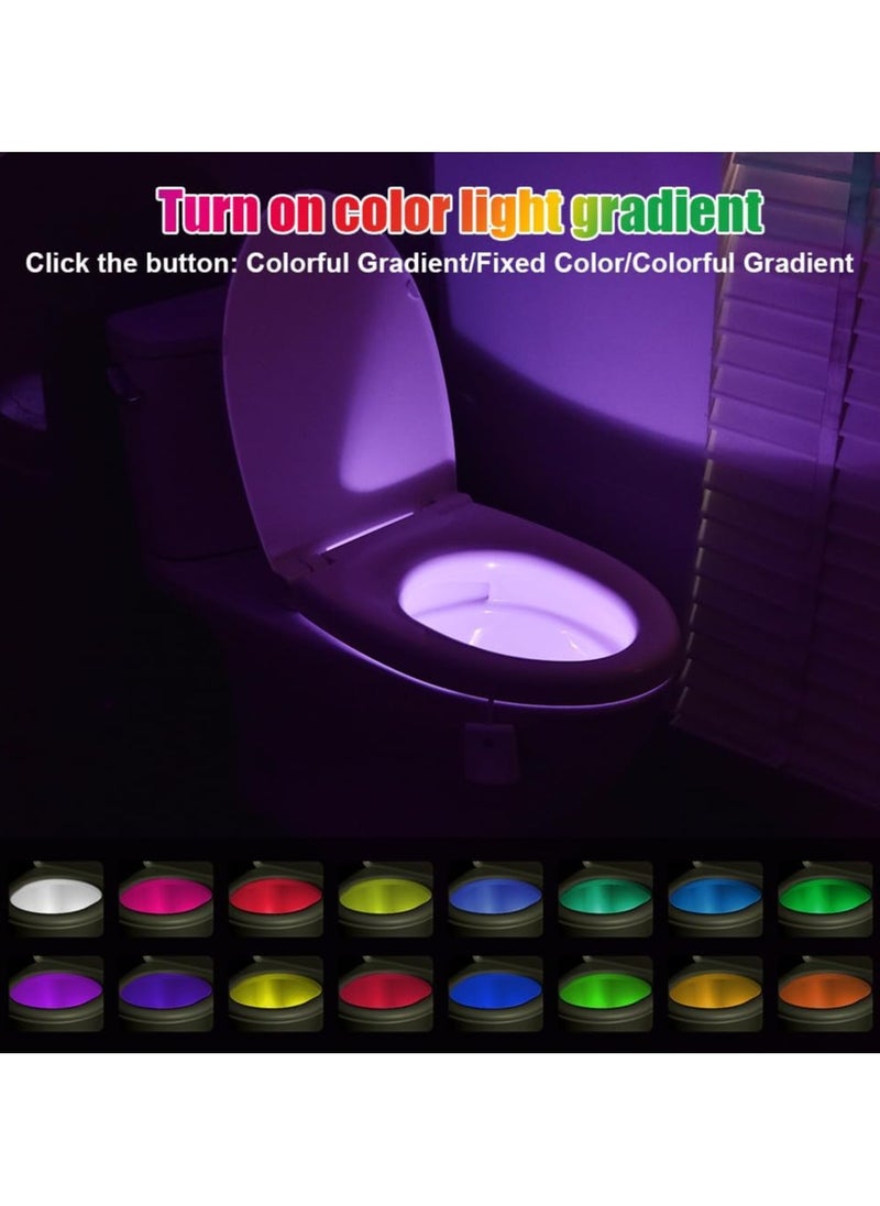 Motion Sensor Toilet Night Light, 16 Colors Body Motion Sensor Toilet Bowl Seat Lamp, USB Chargeable, Adjustable Motion Activated Toilet Night Light for Any Toilet