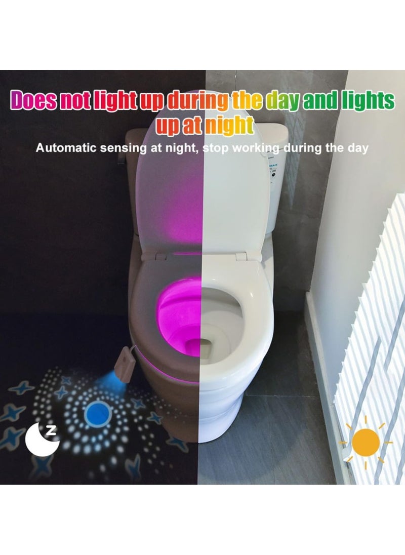 Motion Sensor Toilet Night Light, 16 Colors Body Motion Sensor Toilet Bowl Seat Lamp, USB Chargeable, Adjustable Motion Activated Toilet Night Light for Any Toilet