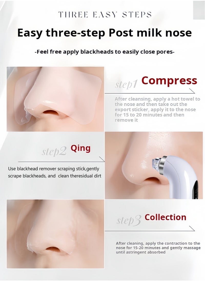 Blackhead Remover Pore Vacuum with 2 Black Remover Strips with Hot & Cold Water Compress, Hydrafacial Pore Vacuum ,With 2 Suction Power, 3 Probes. Electric Acne Comedone Whitehead Extractor Tools for Face & Nose