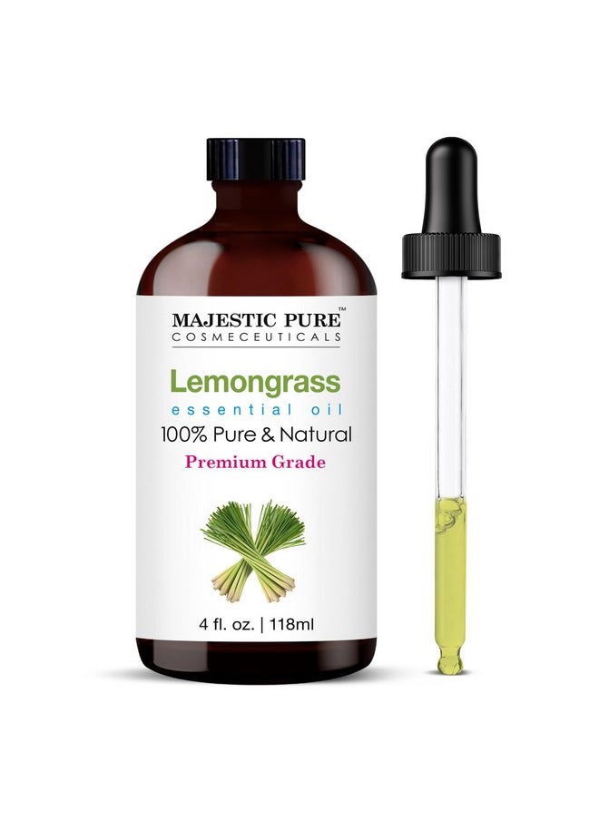 Lemongrass Essential Oil | 100% Pure And Natural Lemongrass Oil | Premium Grade Essential Oils For Hair Care, Home Diffusers, Skin, Aromatherapy, Massage And Humidifiers | 4 Fl Oz