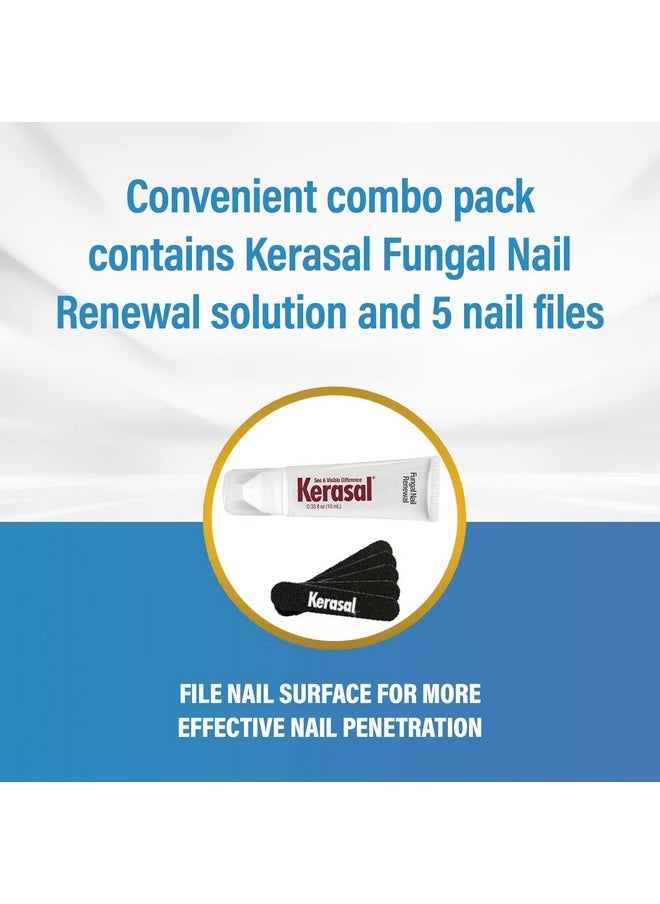 Nail Renewal And Nail File Combo Pack, Restores Appearance Of Discolored Or Damaged Nails, 5 Heavy Duty Nail Files, 0.33 Fl Oz, Clear