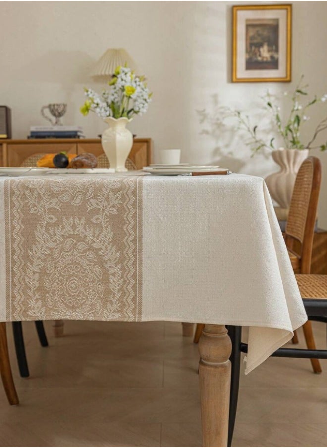 Waterproof Tablecloth Anti-scalding Waterproof and Oil-proof for Rectangle Table Wrinkle Free Stain Resistant PVC Table Cover For Home Kitchen Dinning Tabletop 140 x 200Cm Wreath Pattern - Brown