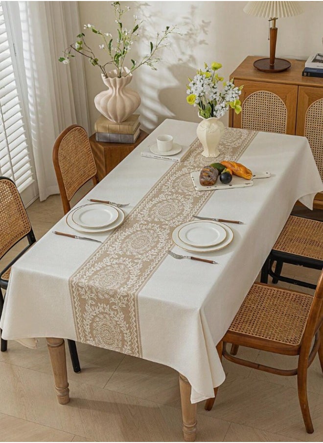 Waterproof Tablecloth Anti-scalding Waterproof and Oil-proof for Rectangle Table Wrinkle Free Stain Resistant PVC Table Cover For Home Kitchen Dinning Tabletop 140 x 200Cm Wreath Pattern - Brown