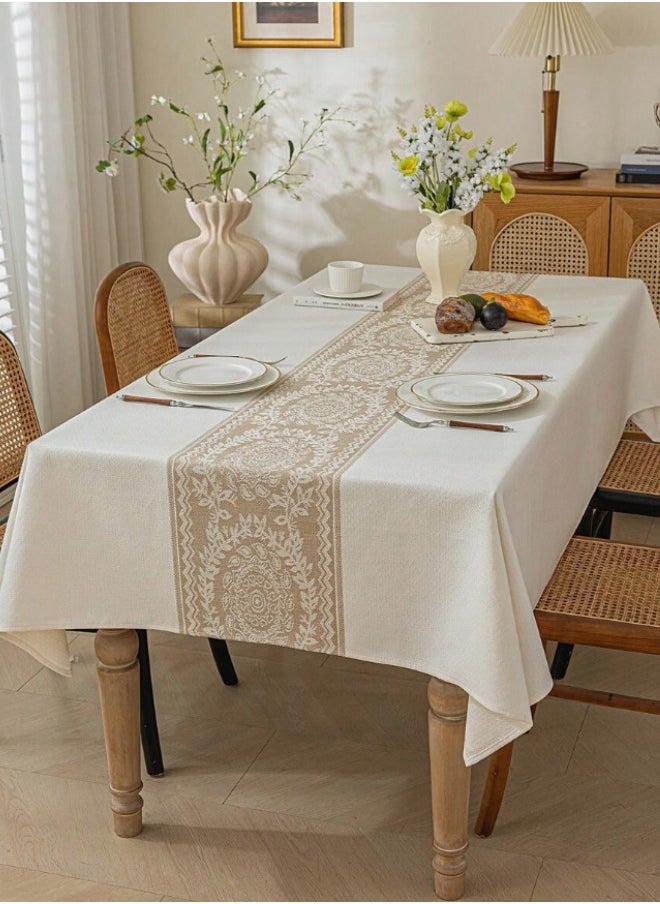 Waterproof Tablecloth Anti-scalding Waterproof and Oil-proof for Rectangle Table Wrinkle Free Stain Resistant PVC Table Cover For Home Kitchen Dinning Tabletop 140 x 200Cm Wreath Pattern - Brown