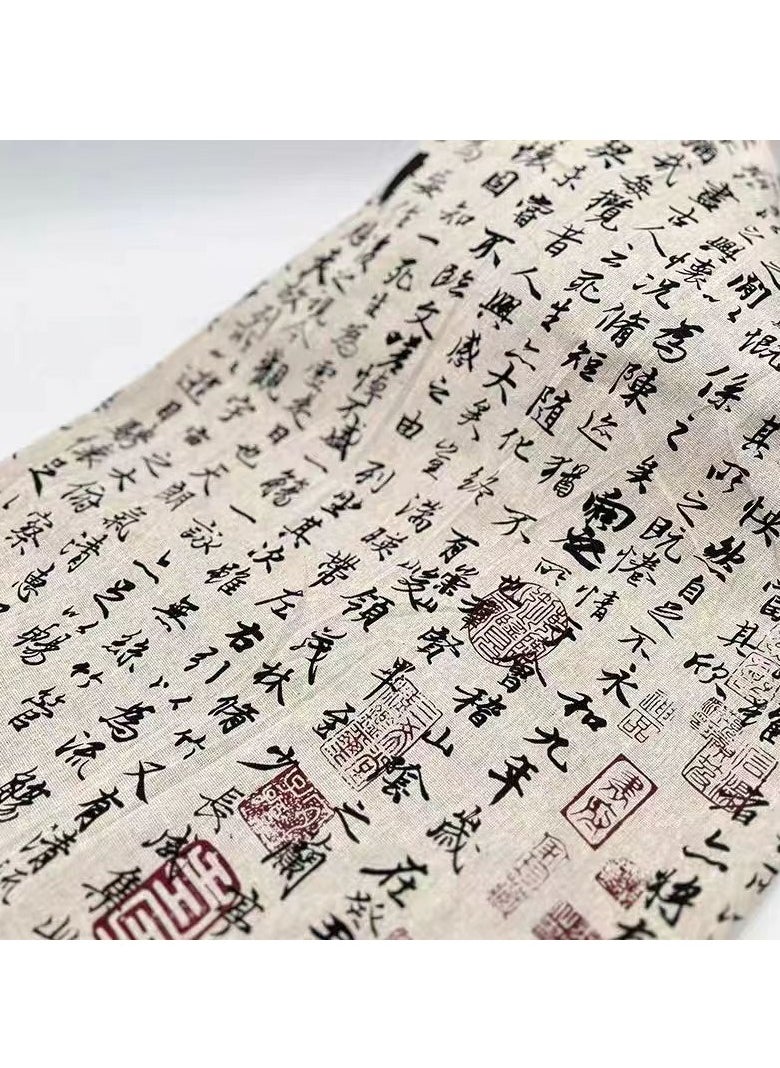 Oil-proof tablecloth, linen material, Chinese calligraphy style, 150*200cm, off-white