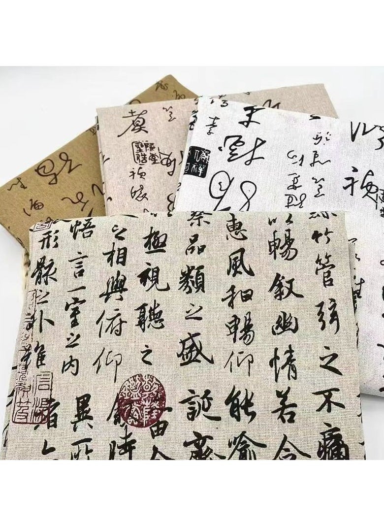 Oil-proof tablecloth, linen material, Chinese calligraphy style, 150*200cm, off-white