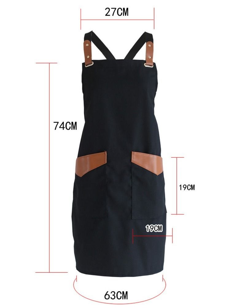 Work & Kitchen Apron With Two Pockets Dark Black