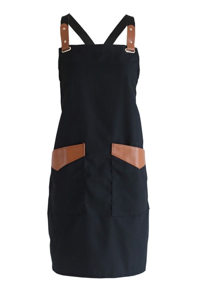 Work & Kitchen Apron With Two Pockets Dark Black