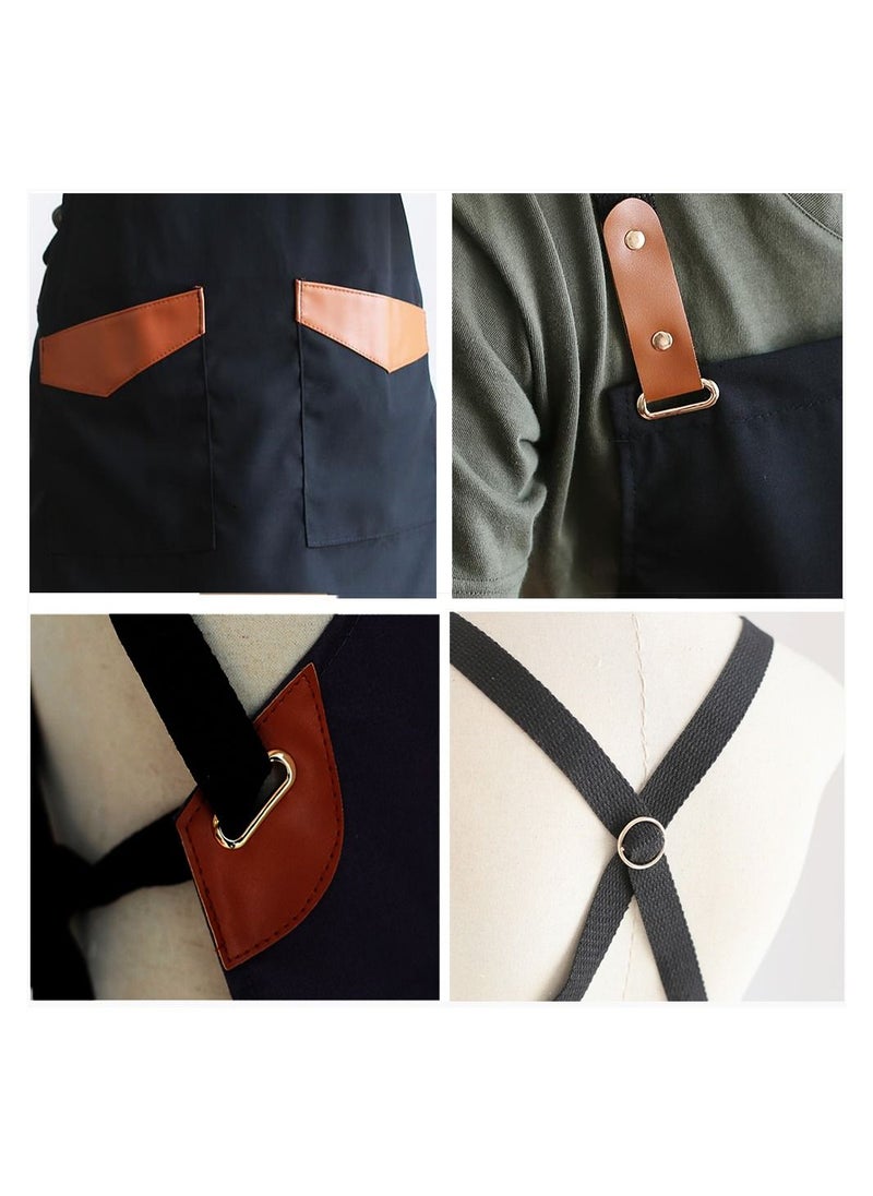 Work & Kitchen Apron With Two Pockets Dark Black