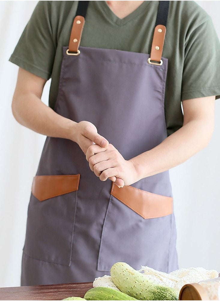 Work & Kitchen Apron With Two Pockets Dark Grey