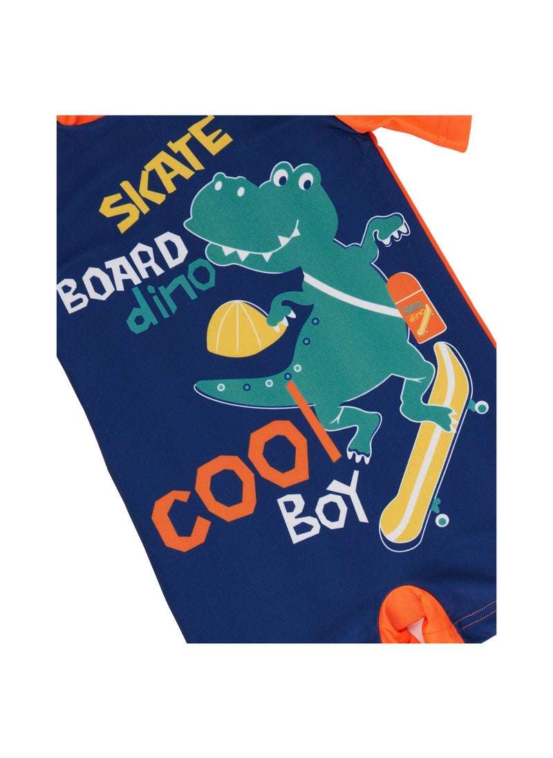 Skate board Dino printed swimwear with cap for boys