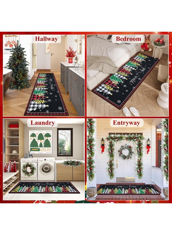 Christmas Hallway Runner Rug 2'X6' Non Slip Washable Kitchen Rug Runner Farmhouse Laundry Room Rug Christmas Entryway Rug Floor Carpet Runner For Christmas Holiday Decor