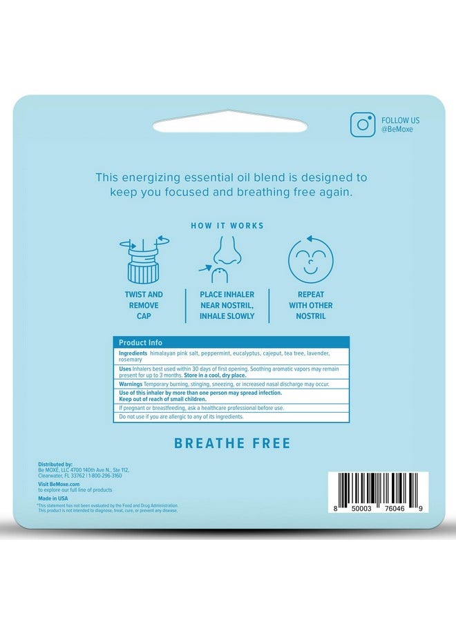 Breathe | Himalayan Salt Inhaler | Help Clear Congestion, Boost Focus And Improve Breathing | Natural Aromatherapy | Peppermint, Lavender And Tee Tree Essential Oil (3 Pack)