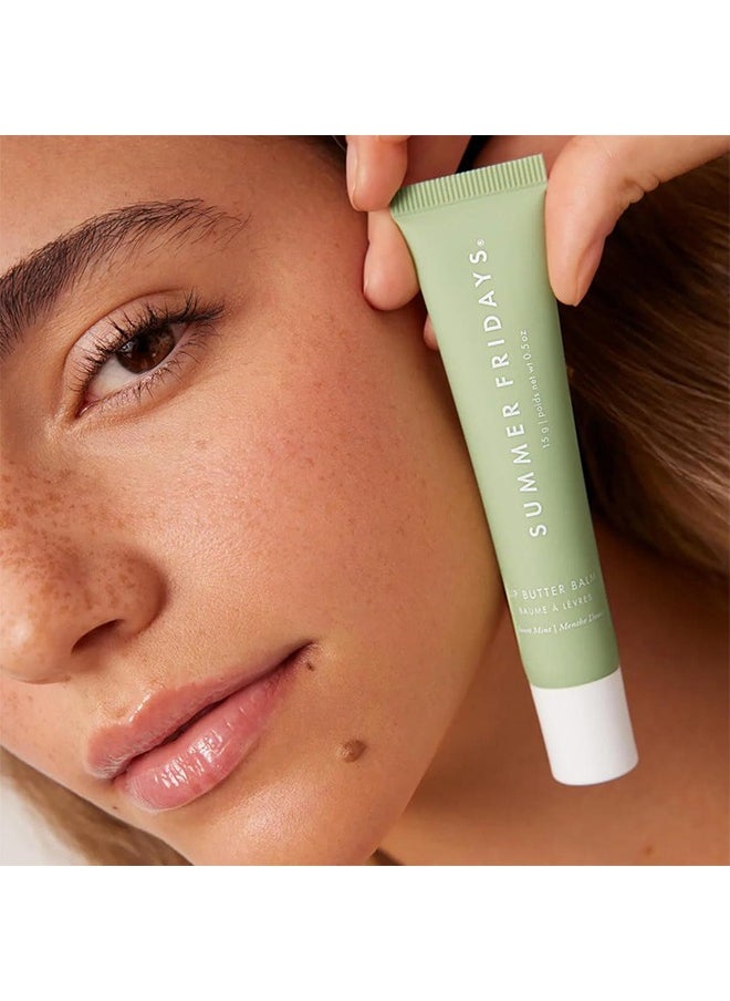 Lip Butter Balm - Conditioning Lip Mask and Lip Balm for Instant Moisture, Shine and Hydration - Sheer-Tinted, Soothing Lip Care - Sweet Mint (0.5 oz / 15 g)