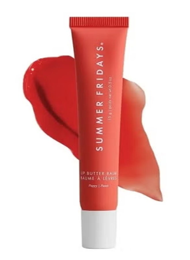 SUMMER FRIDAYS Lip Butter Balm - Hydrating & Shiny Lip Treatment, Poppy 15g