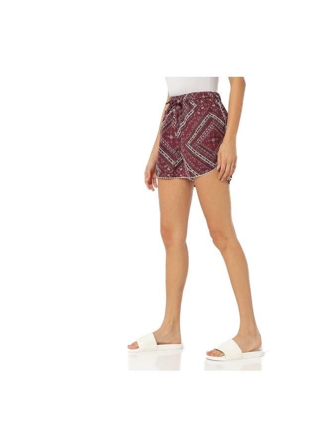 Maroon Women's Boxer Regular Cotton Blend Casual Shorts