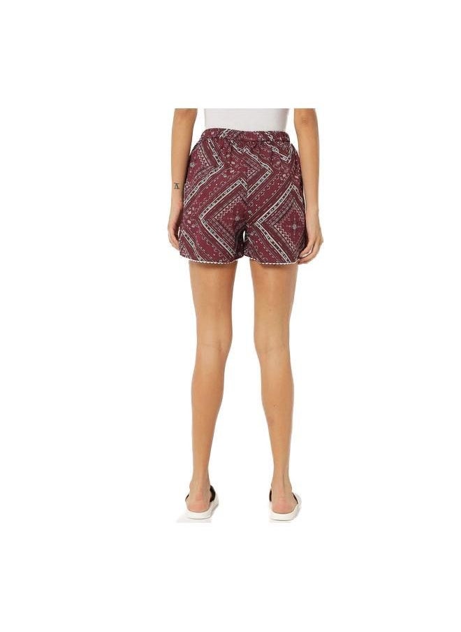 Maroon Women's Boxer Regular Cotton Blend Casual Shorts