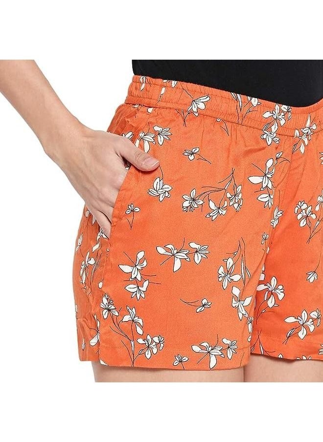 Floral Orange Women Casual Shorts