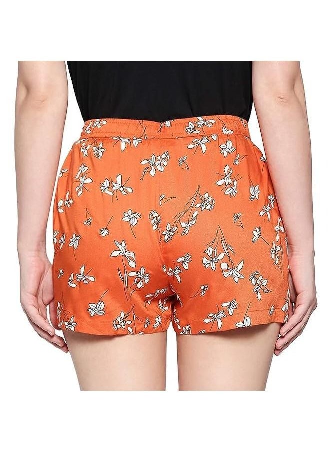 Floral Orange Women Casual Shorts