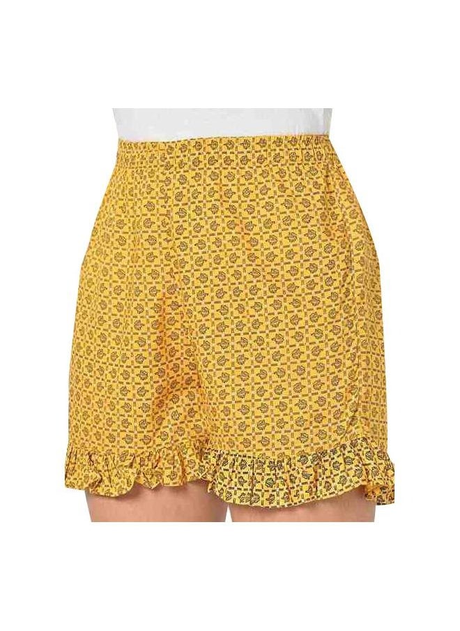 Yellow Women's Frill Casual Shorts